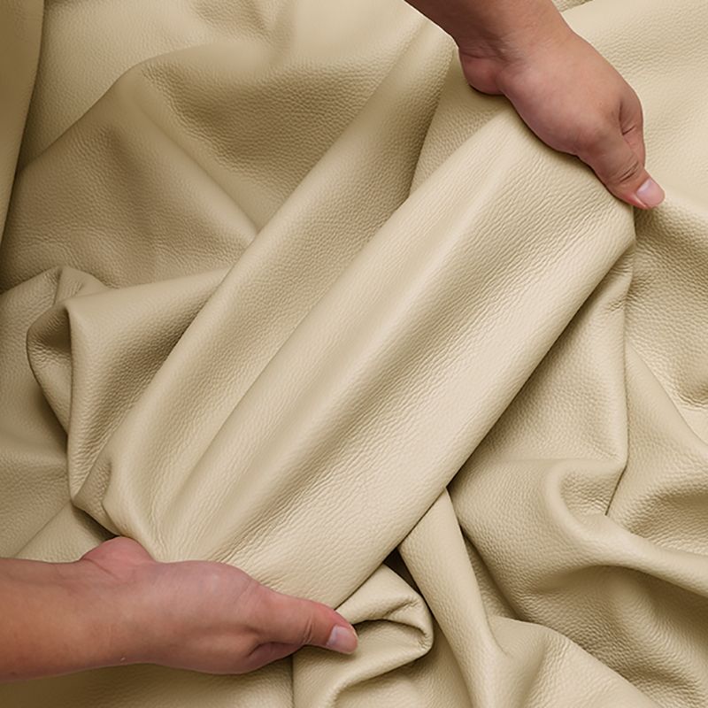 38"H Contemporary Sectional Sofa Beige Leather Tufted Sectional