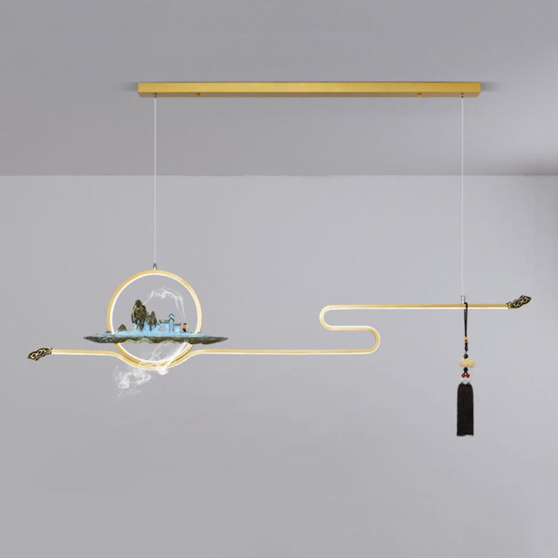 Luci a sospensione a sospensione in metallo Lampade sospese lineari contemporanee per sala da tè