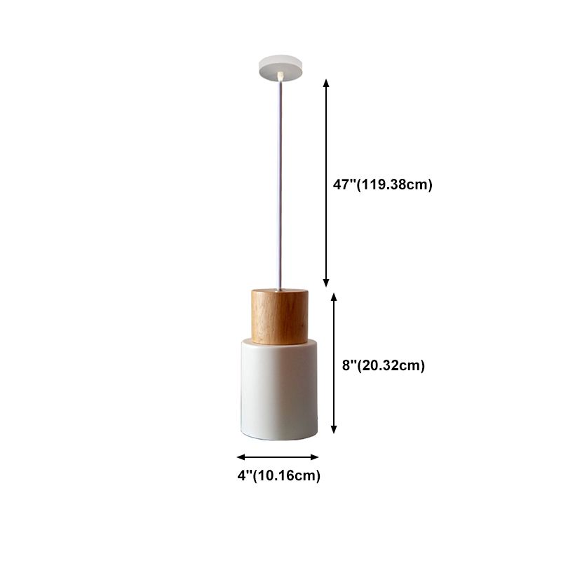 Lámpara colgante de 1 luz de estilo colgante de estilo macarrón con madera para dormitorio
