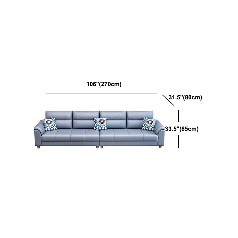 Scandinavian Blue Faux Leather Pillow Top Arm Sofa/Sectionals with Wear-Resistant