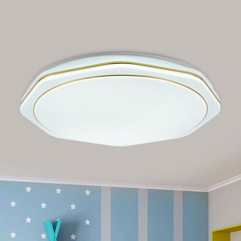 White Geometry Ceiling Mounted Lamp Modern 16"/19.5" W LED Acrylic Flushmount Lighting for Bedroom