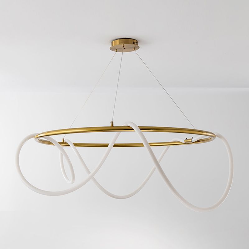 Moderne Kronleuchterbeleuchtungskörper Wohnzimmer Linear Kronleuchterlampe in Gold