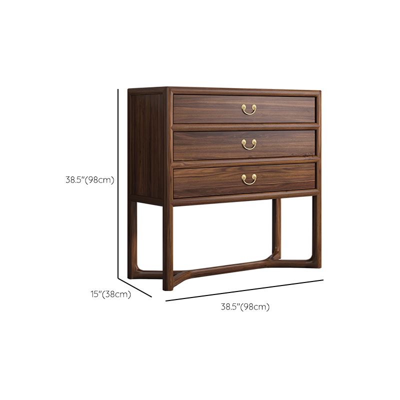 Dark Brown 3 Drawers Chest 14.97" Wide Solid Wood Accent Chest