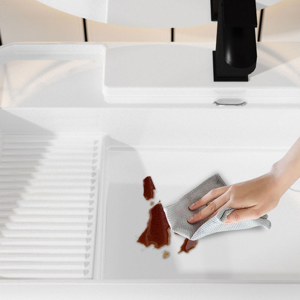 Modern Bathroom Sink Porcelain Solid Color Rectangular Vessel with Pop-Up Drain
