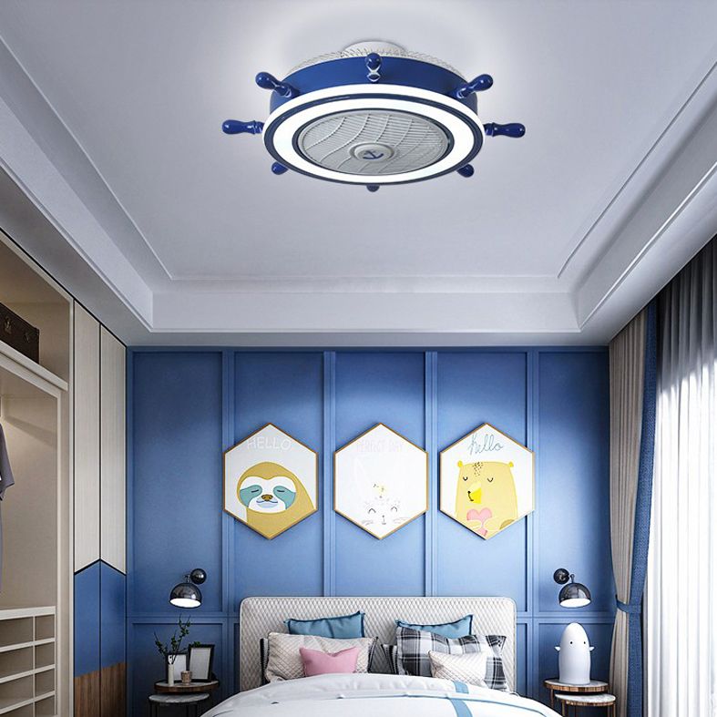 Luce del ventola blu navy LED Mediterranea LED ACRILICO SEMI FLUSH MONTURE LUCE DEL CAMERA PER RAGAZZA