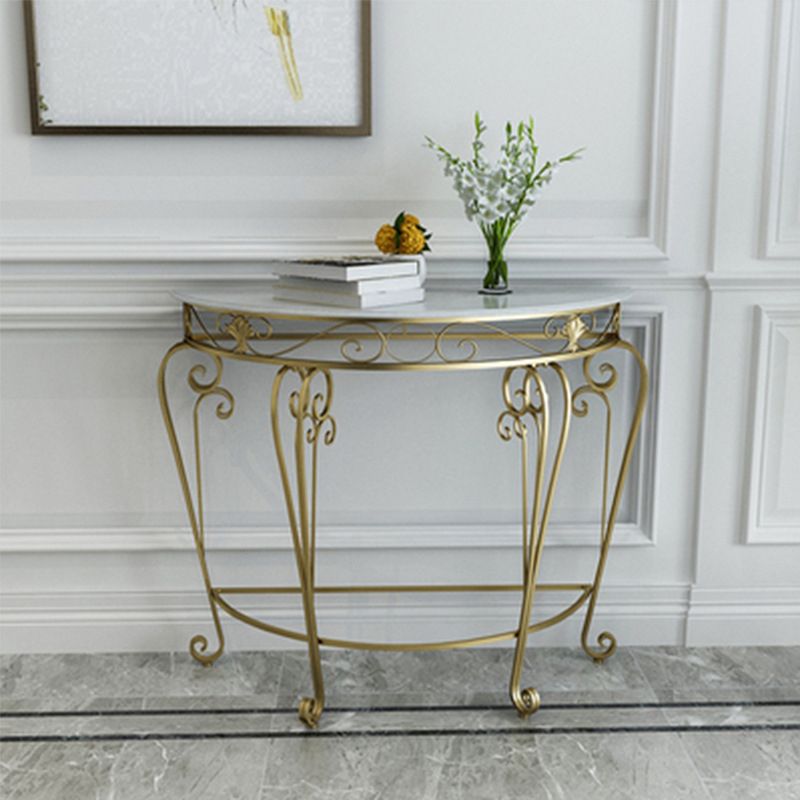 Modern Marble Console Sofa Table Half Moon End Table for Hall