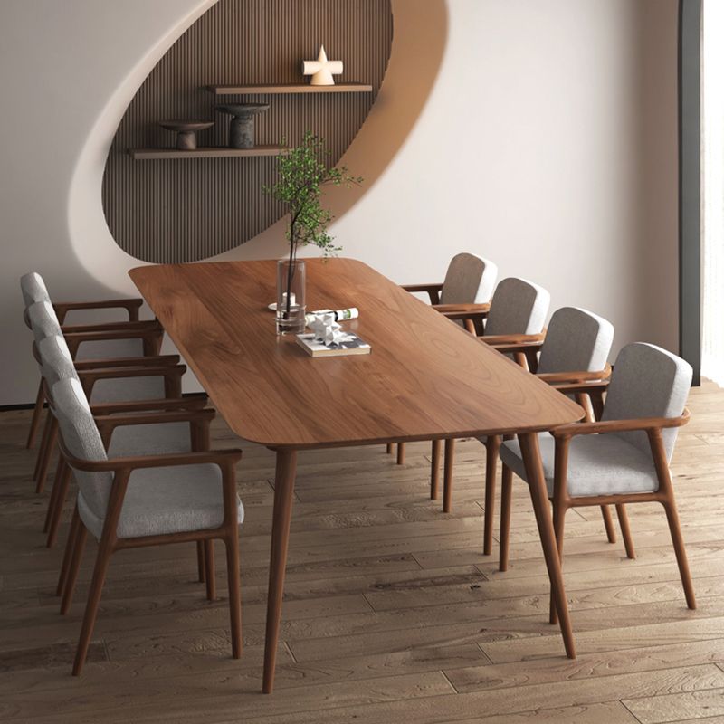 Mesa rectangular de madera maciza de pino, mesa de comedor moderna marrón con 4 patas para restaurante