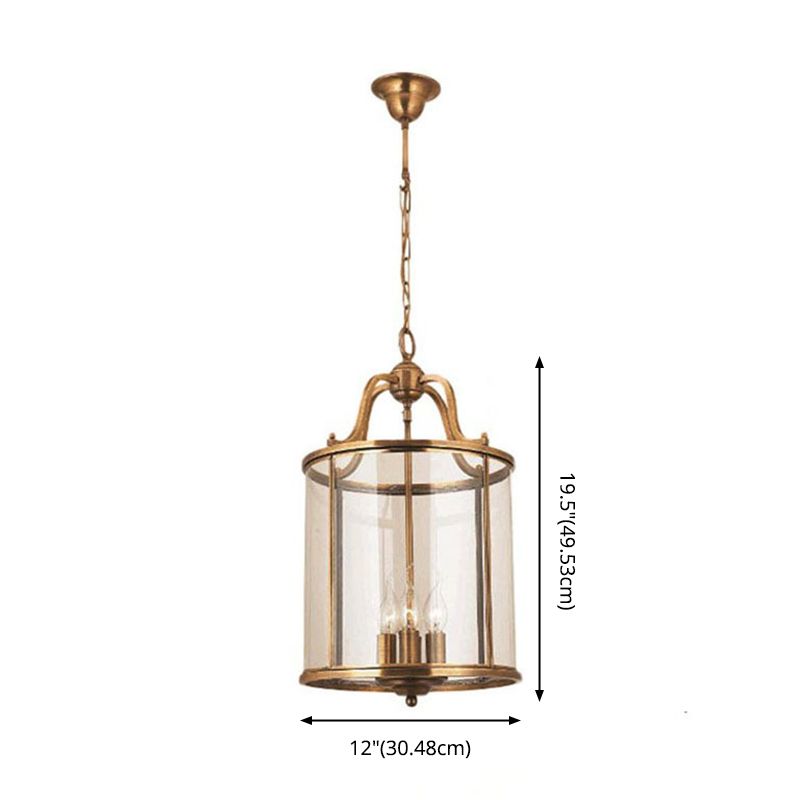 Cylinder Chandelier Light Fixture Traditional Glass Pendant Lighting for Restaurant