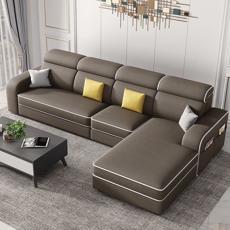Scandinavian L-Shape Sectional with Square Arm and Storage for Four People