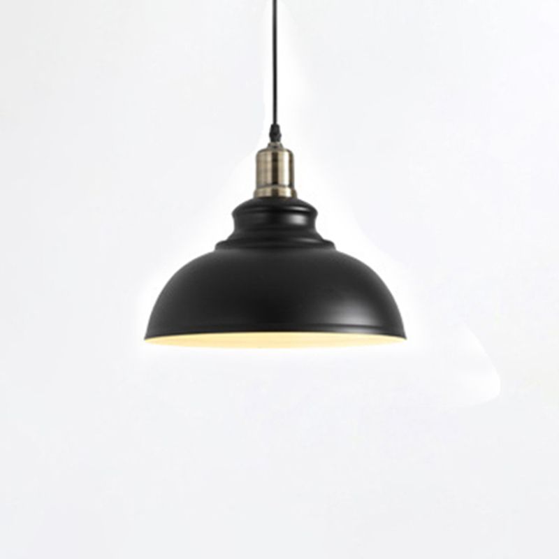 1-Light Hanging Pendant Lights Industrial Dome-Shaped Metal Commercial Pendant Lighting in Black