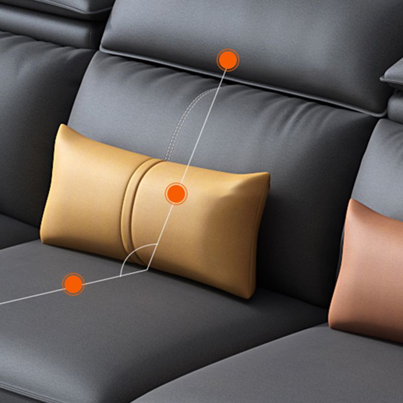 L-Shape Faux Leather Square Arm High Back Sectional with Wear-Resisting