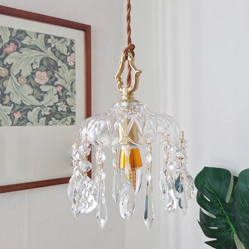 Metal Modern Wall Sconce Geometric Shape Wall Lamp with Crystal Shade