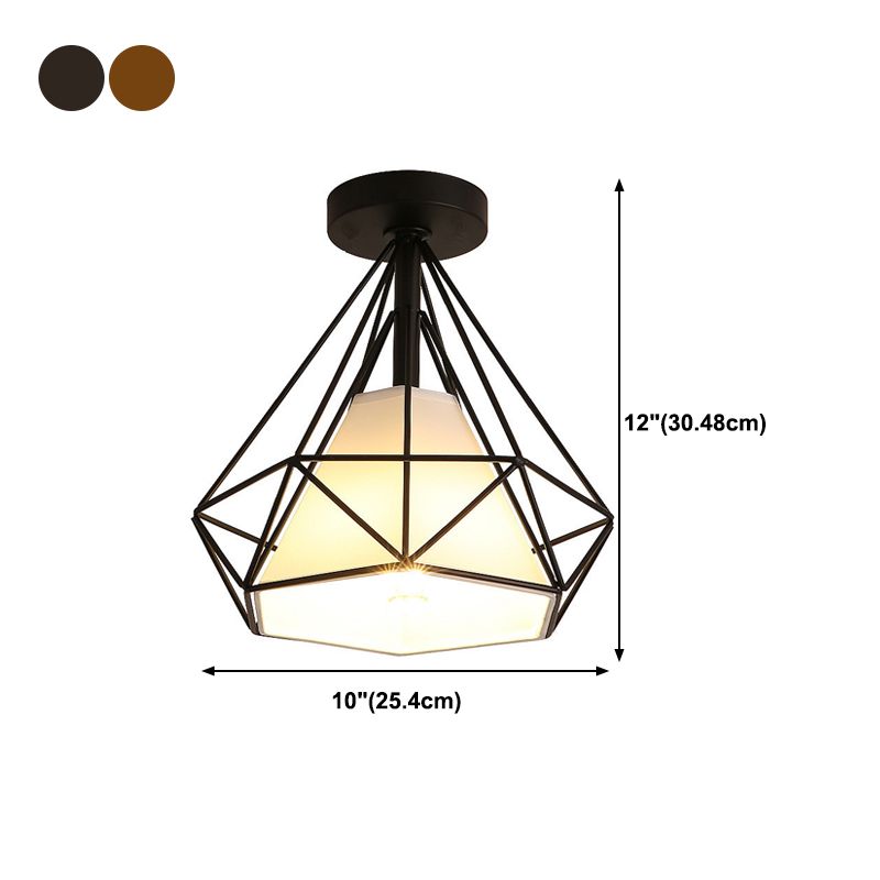 Industrial Style Geometry Shape Ceiling Light Metal 1 Light Ceiling Light for Restaurant
