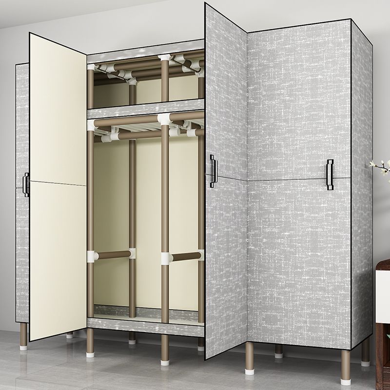 Foldable Freestanding Wardrobe Metal Frame Multifunctional Wardrobe for Bedroom