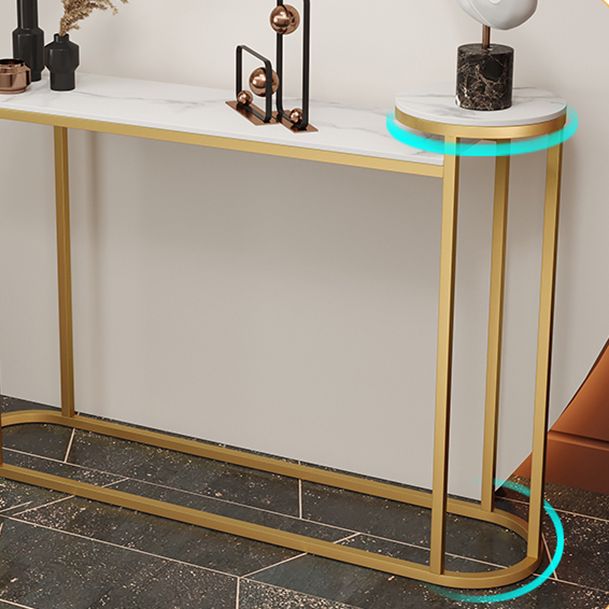 Glam Stone Console Table Golden Iron Console Sofa Table for Hall