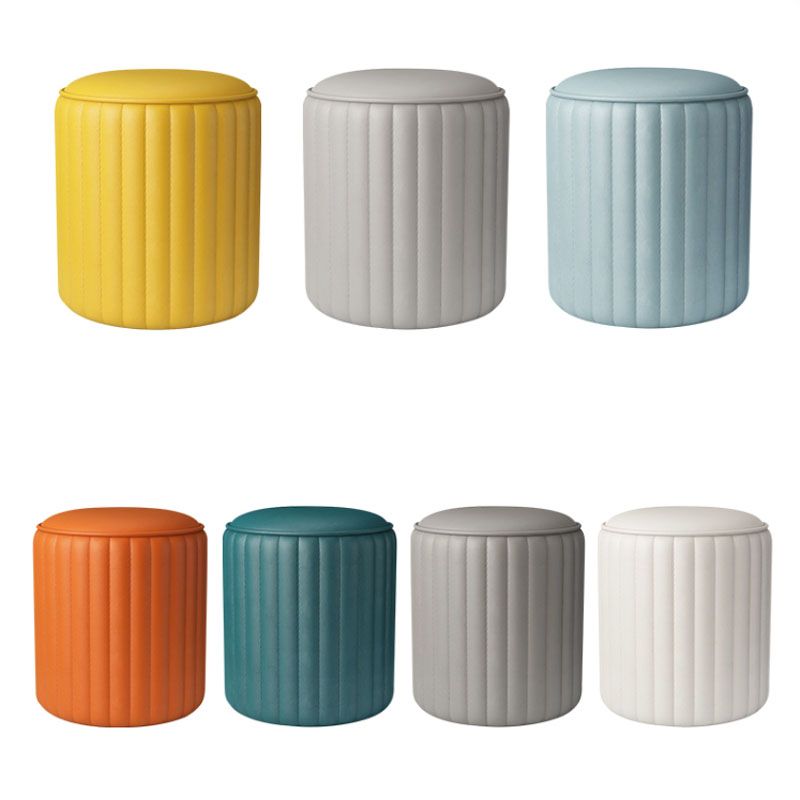 Whole Colored Ottoman Cylinder Shape Stain Resistant Faux Leather Ottoman