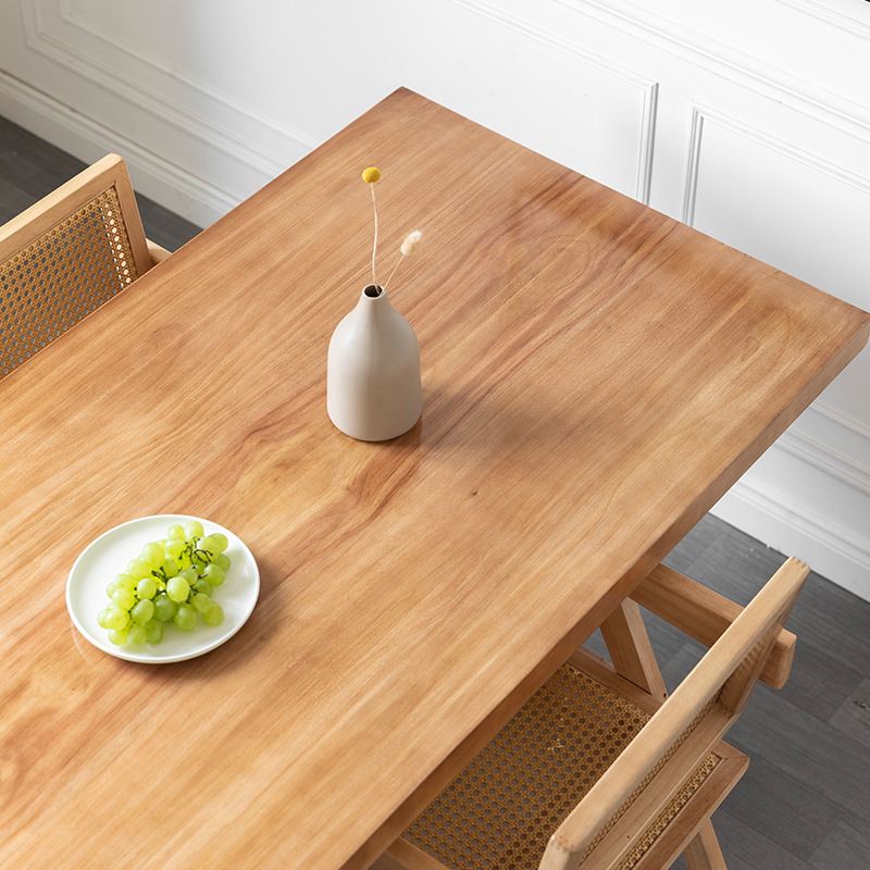 Modern Rectangular Dining Table Solid Wood Dining Table with Double Pedestal