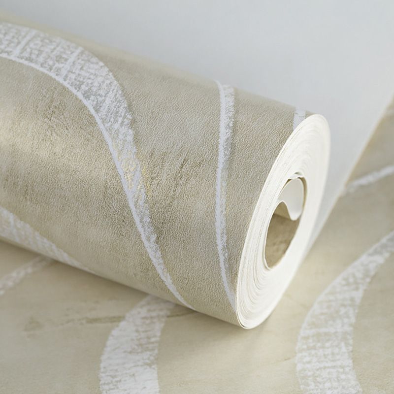 Abstract Waving Lines Wall Decor in Neutral Color Guest Room Wallpaper Roll, 20.5"W x 33'L