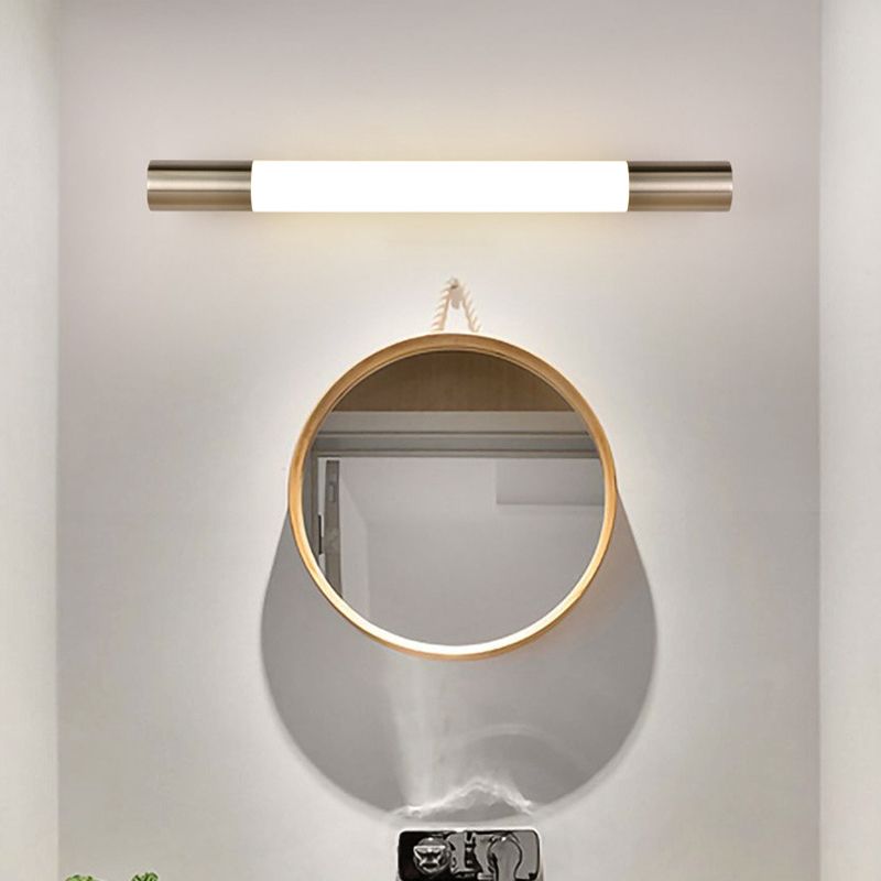 1 Light Metal Linear Wall Lighting Modern Style Mirror Wall Mount Light Fixture in Nickel