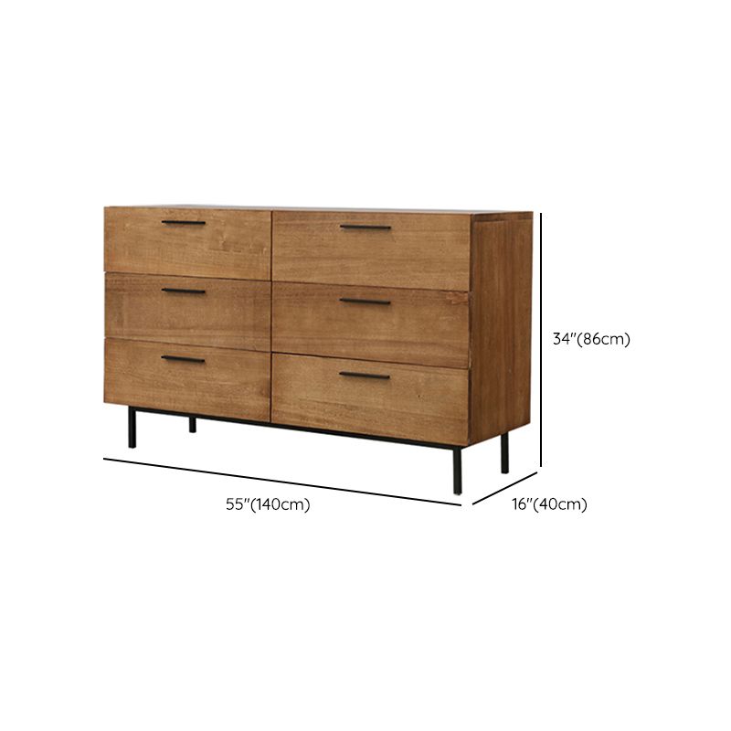 Water Resistant Storage Cabinet Solid Wood Accent Chests with 6 Drawers