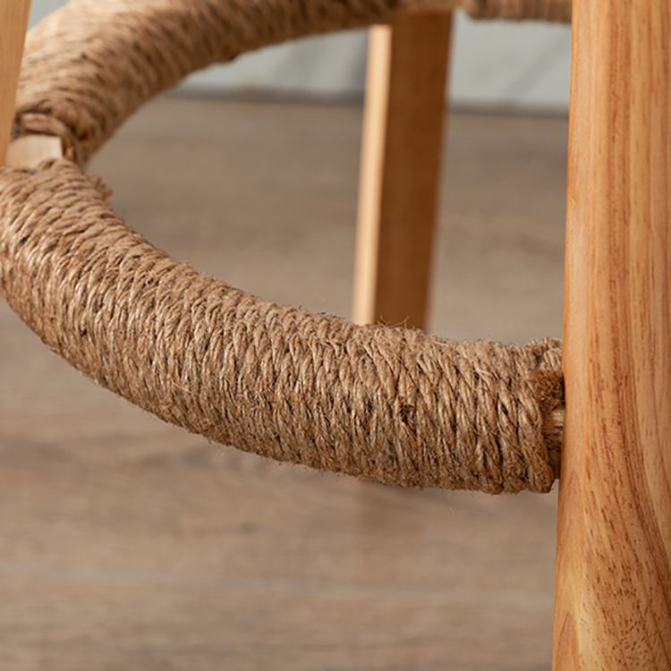 Scandinavian Wood Barstool Fabric Upholstered Counter Stool with Swivel