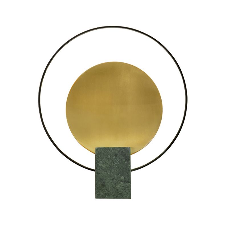 Marbre rectangle lampe de nuit de la lampe Post-moderne 1 éclairage de table de salon de bulbe avec anneau halo