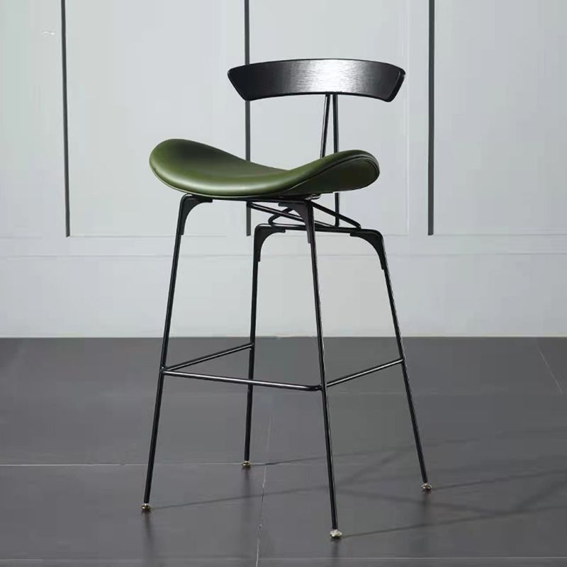 Taburete de bar contemporáneo de piel sintética de 39" con base de metal