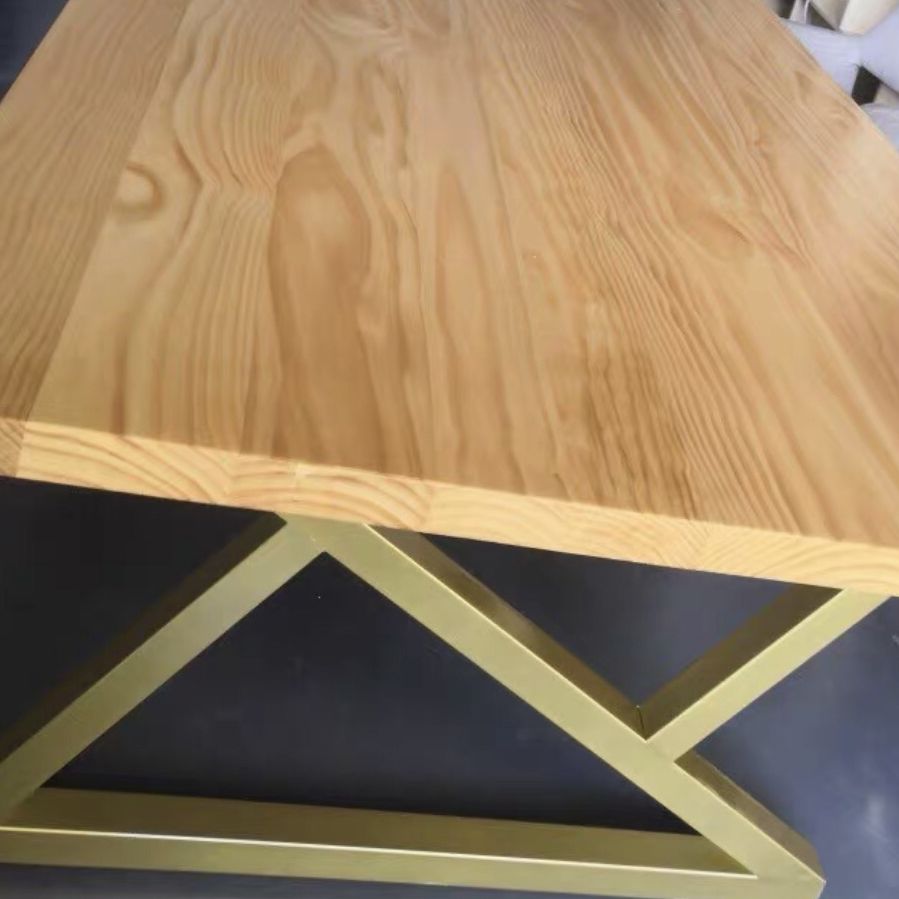 Rectangle Wood Color Dining Table Pine Solid Wood Table Glam for Dining Room