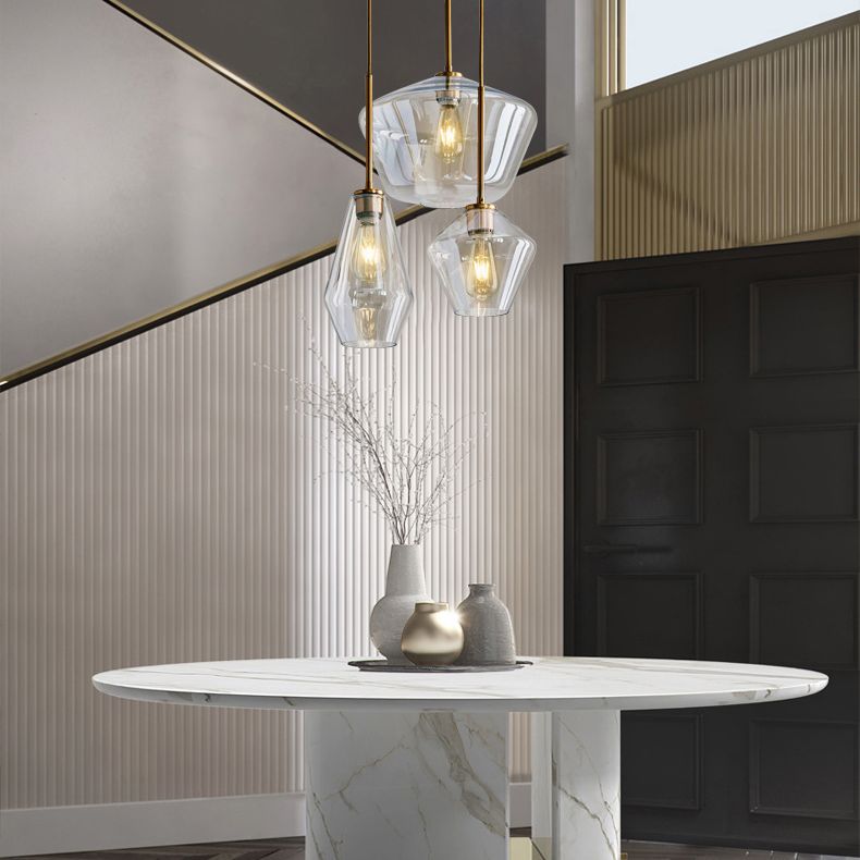 Clear Hand Blown Glass Ceiling Pendant Lamp Modern Minimalist 1 Light Hanging Lamp for Living Room