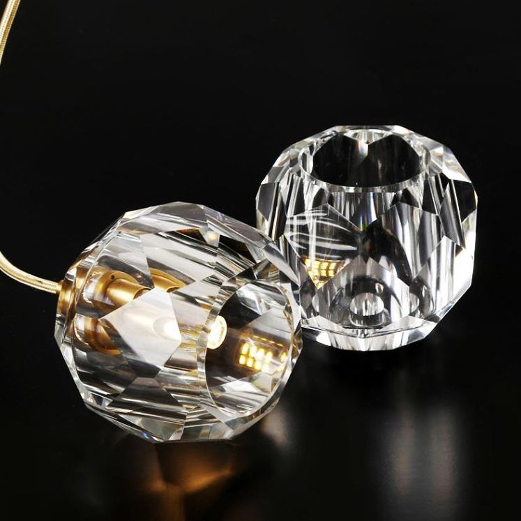 Cut Crystals Block Hanging Pendant Lights Luxury Style Pendant Light for Living Room