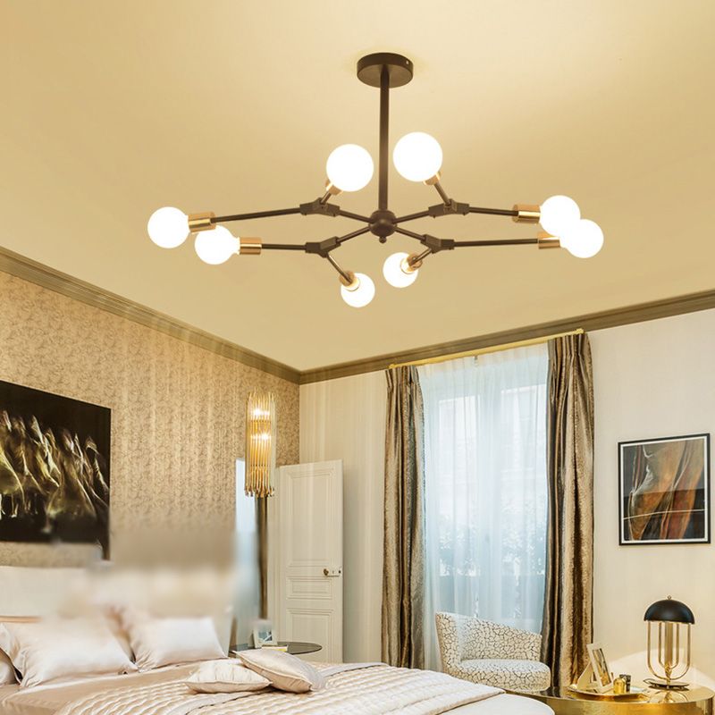Luz colgante ajustable de negro de lámpara de metal múltiple ligero para sala de estar