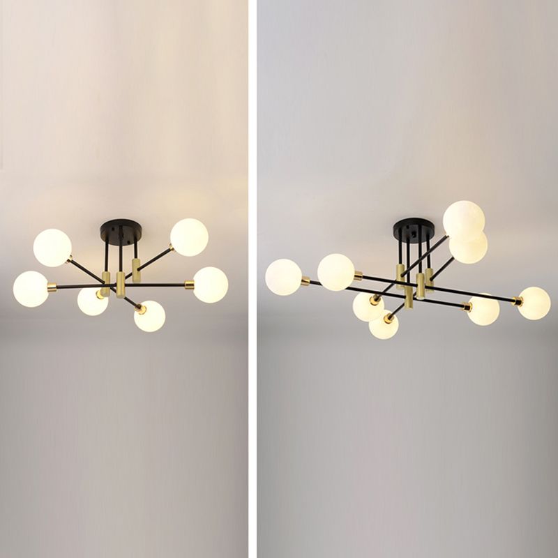 New Modern Transparent Glass Semi Flush Light Fixtures Bedroom Starburst Flush Mount Light