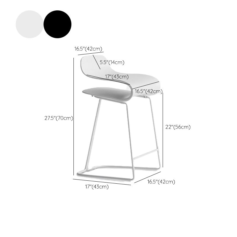 Backrest Armless Counter Stool Modern Iron Bar Stool with Plastic Cushion
