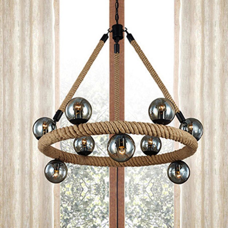 Pémièrement le luminaire de la lueur des lumières de la corde industrielle pour la salle sphérique pour salle à manger avec une teinte en verre