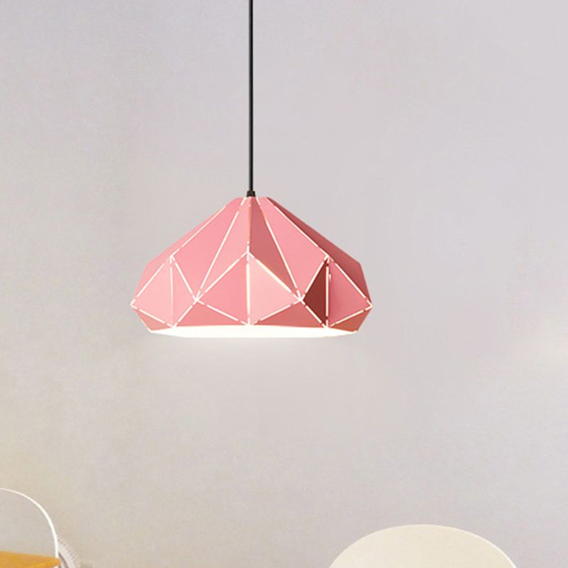 Origami Metal Hanging Pendant Light Contemporary 1 Light Blue/Pink/Yellow Ceiling Light