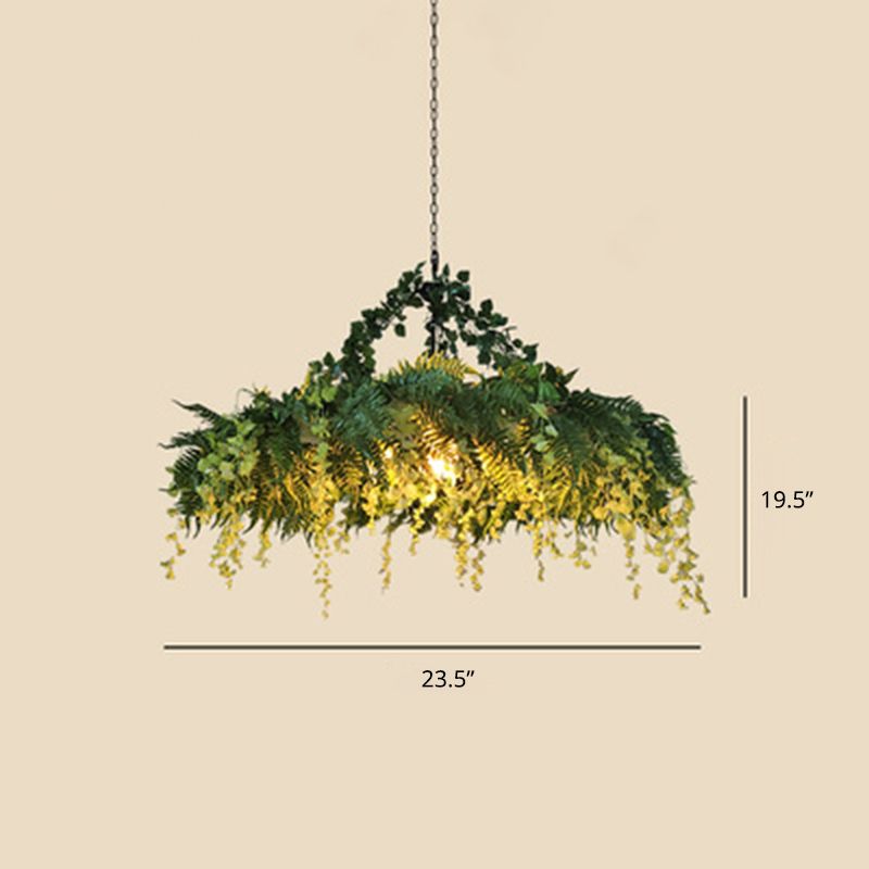Industrial Artificial Botanic Hanging Lamp Metal Chandelier Light Fixture for Restaurant