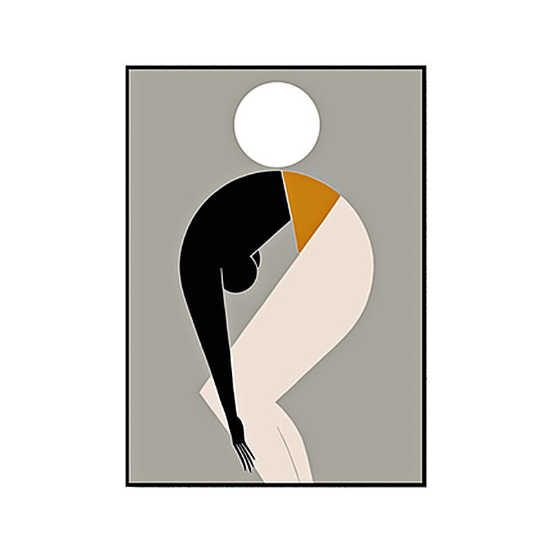 Black Nordic Wall Art Decor Abstract Sport Man with Ball Canvas Print for Living Room
