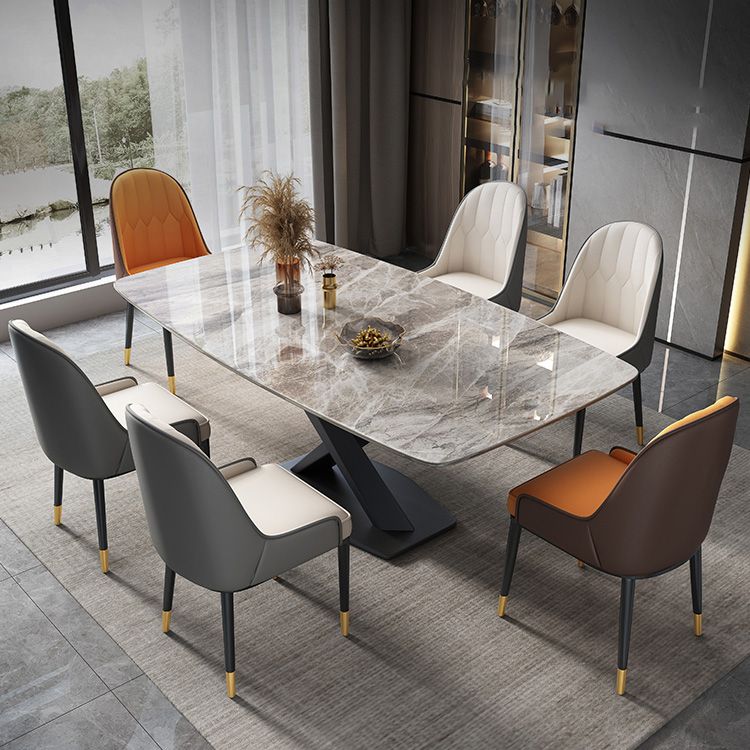 Glam Dinner Table Rectangle Stone Dining Room Table for Home