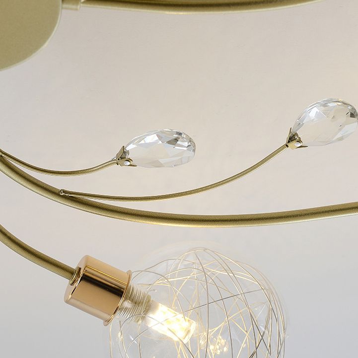 Lámpara de metal espiral de lámpara de techo de globo de vidrio de estilo nórdico