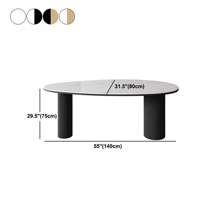 Sintered Stone Top Dining Table Oval Table with Metal Base and 3 Legs