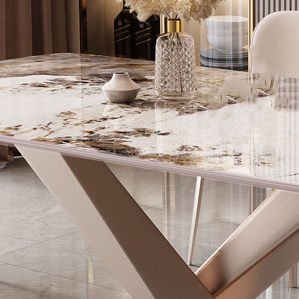 Rectangle Dining Table Set 1/5/7 Pcs Stone Dining Table with Upholstered Chairs