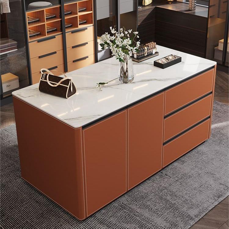 Dining Room Kitchen Island Table Modern Metal Prep Table with Drawer