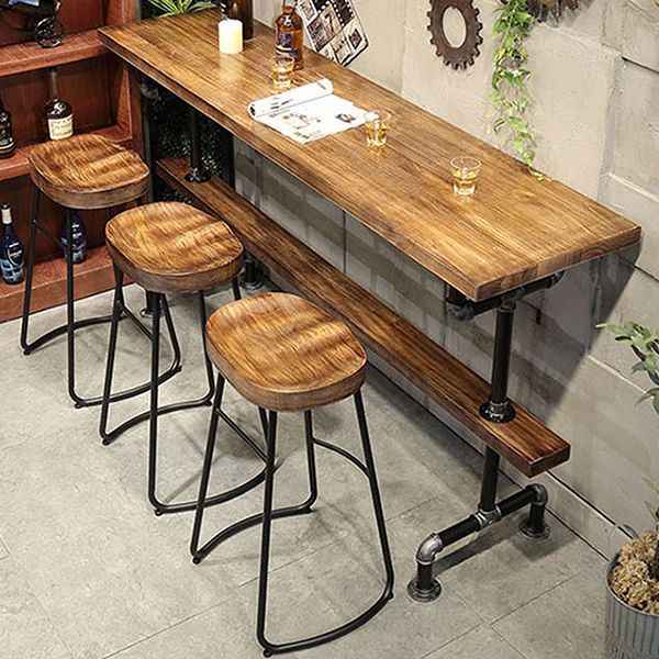 Contemporary Pub Table Solid Wood Rectangle Bar Table for Indoor