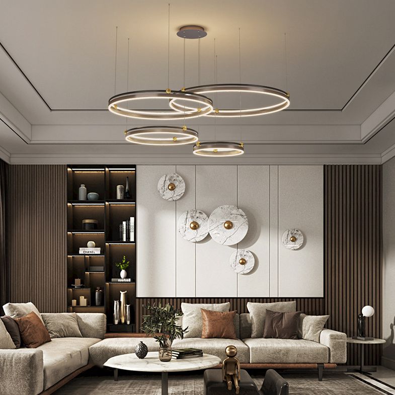 Metall mehrstufige Kronleuchterleuchte Moderne LED-Kaffee Kronleuchter Anhänger Licht