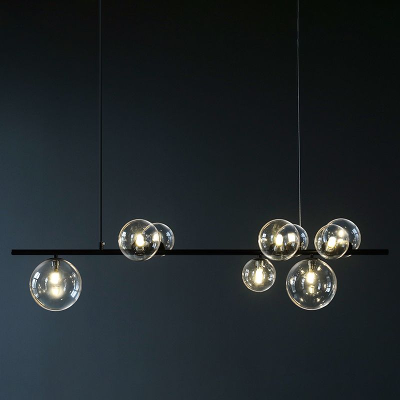 Estilo moderno de forma esférica luces de isla vidrio 9 Ideas de iluminación de la isla de la luz en negro