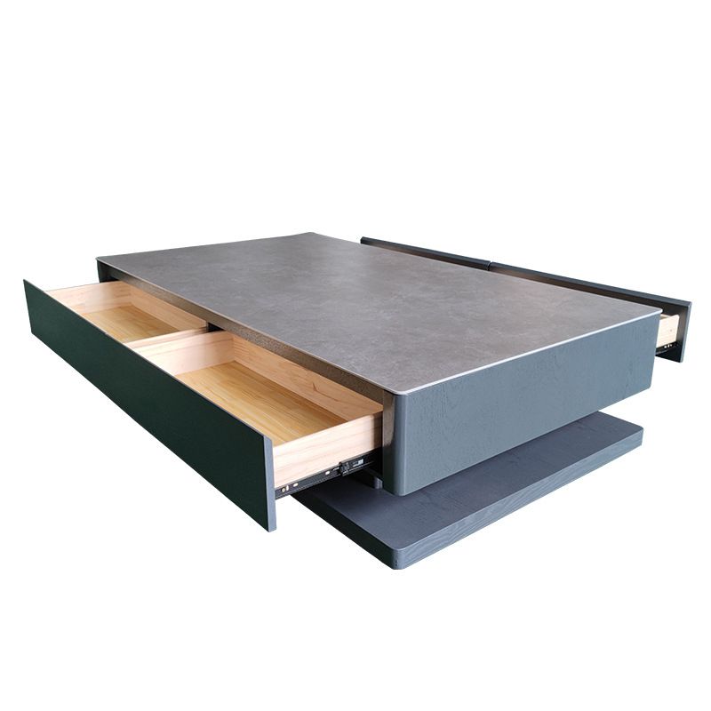Modern Style Grey/white Slate Top Rectangular Coffee Table with Solid Wood Base