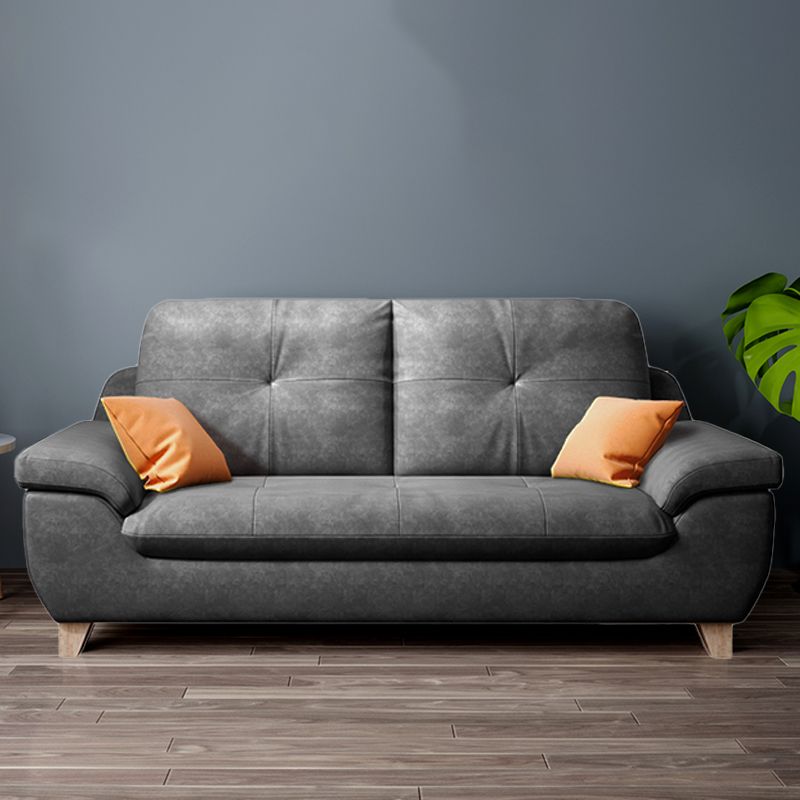Faux Leather Pillow Top Arm Modern Sofa with Stain Resistant and Water Proof