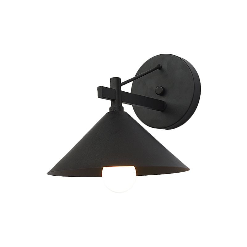 Retro Style Conical Wall Mount Lamp Single Light Metal Wall Lighting Ideas in Matte Black/Brass/Aged Silver