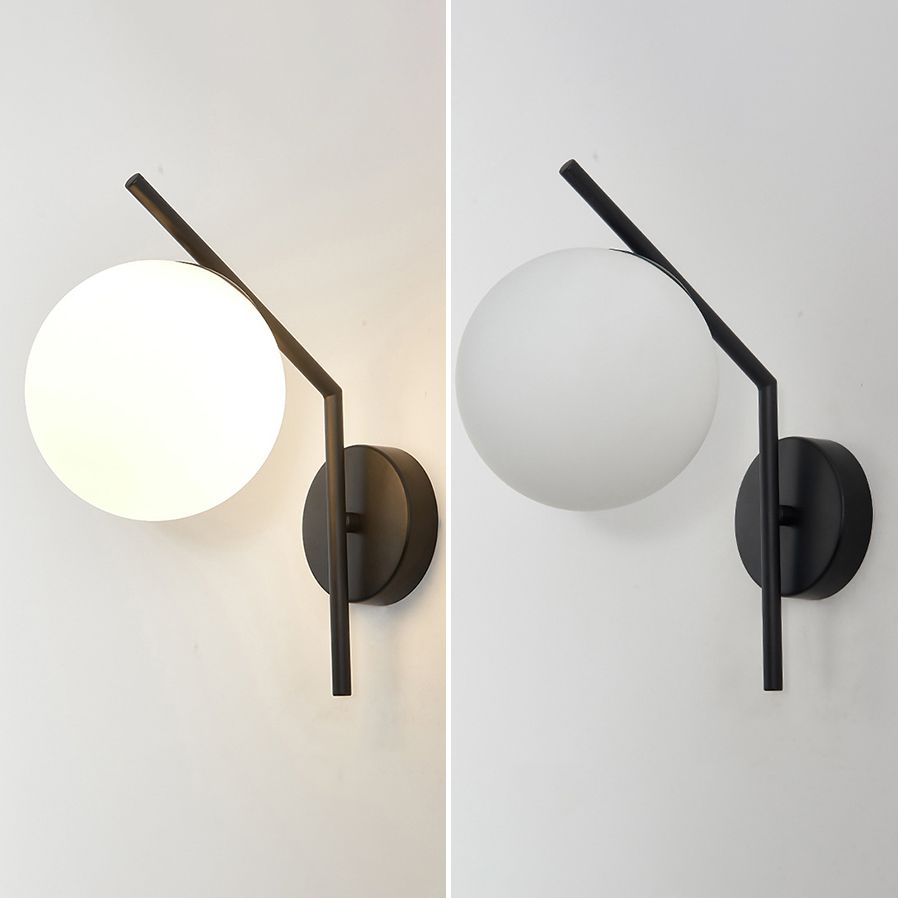 Simplicity 1-Bulb Sconce Light Living Room Glass Ball Wall Light Fixture