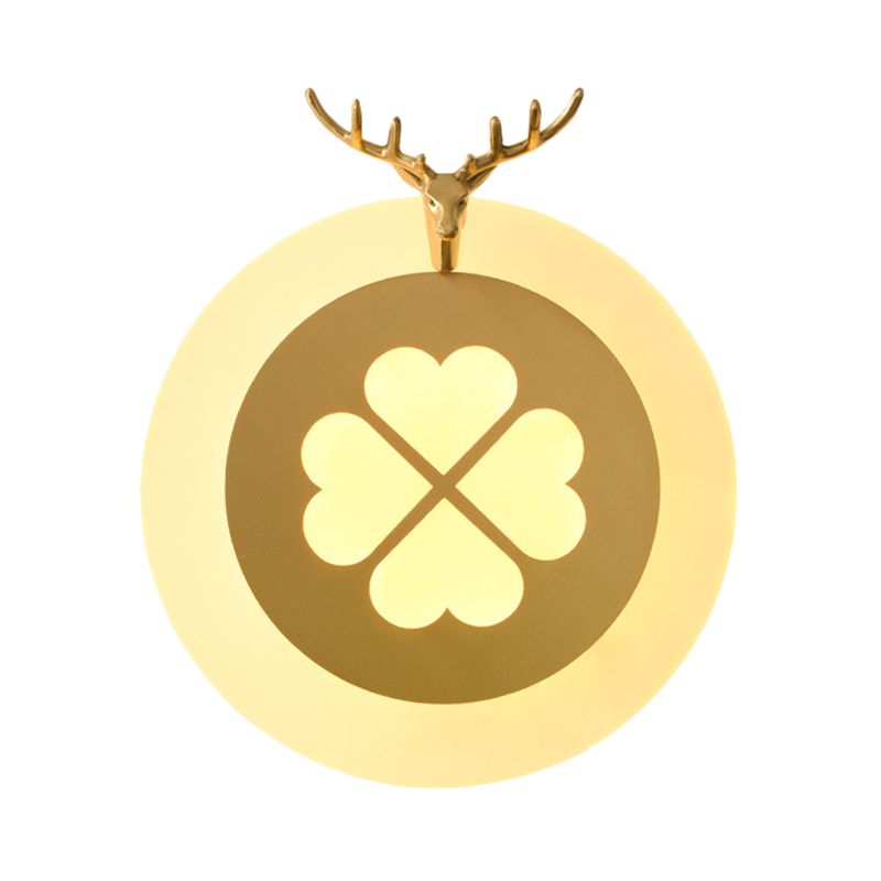 Círculo de metal Luz de luz Tradición Sala de estar LED ILUMINACIÓN DE ILUMINACIÓN EN LATRA/NEGRO CON Patrón de trébol afortunado